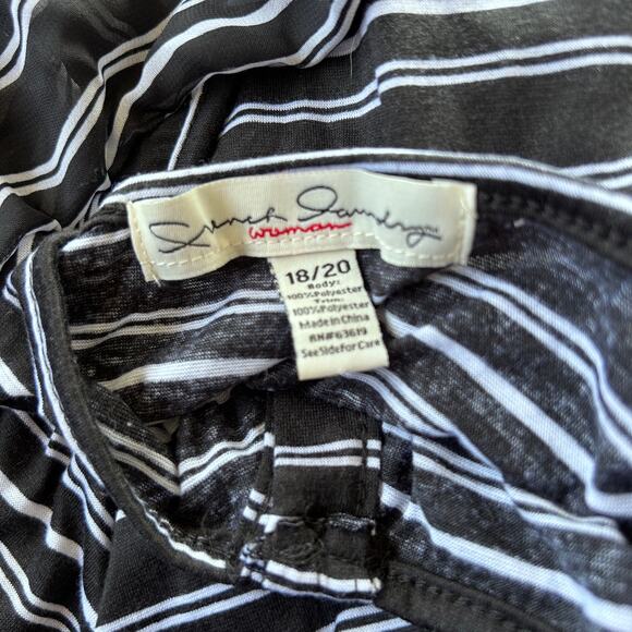French Laundry Top Women Ruffle Button Down Stripe Black White Plus Size 18 / 20 - Picture 9 of 10